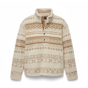 Alpine Design NWT Khaki Fair Isle 1/2 Snap Sherpa Pullover